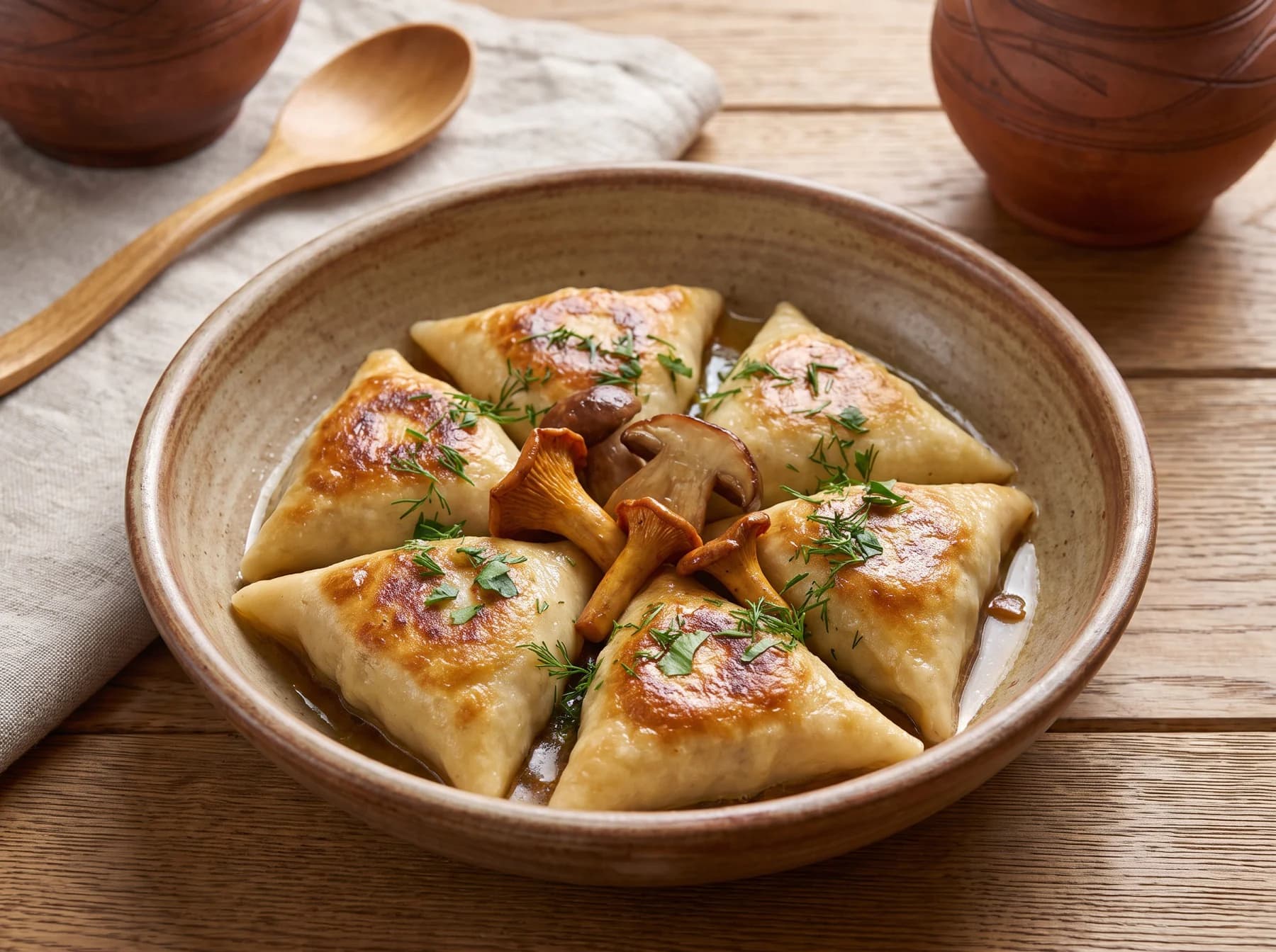 Кундюмы с грибами и рисом